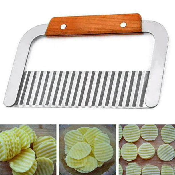 Crinkle Wavy Cutter Stainless Steel Vegetable Potato Chip French Fry Slicer Tool 